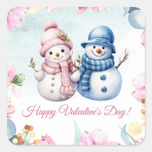 Niedlicher Snowman Couple Happy Valentine's Day