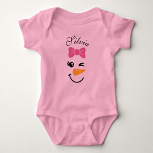 Niedlicher Snowman Face Weihnachtsjunge Bodysuit Baby Strampler