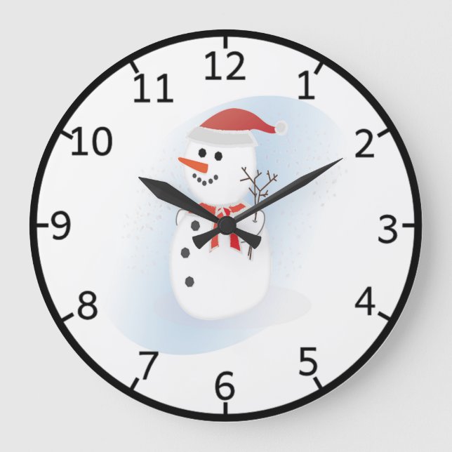 Niedlicher Snowman Große Wanduhr (Vorderseite)