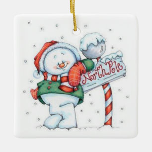Niedlicher Snowman Keramikornament