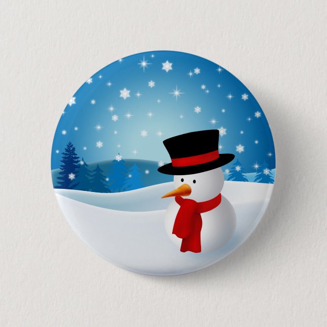 Niedlicher Snowman-Knopf Button (Vorderseite)