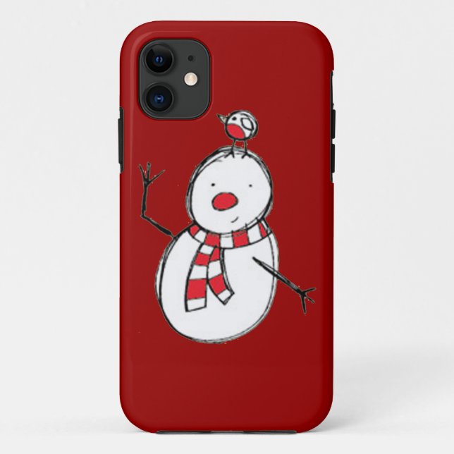 Niedlicher Snowman mit Bird iPhone 5 Fall Case-Mate iPhone Hülle (Rückseite)
