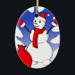 Niedlicher Snowman mit roten Handschuhen und Keramikornament<br><div class="desc">Markieren Sie Ihre Ferienzeit mit diesem niedlichen Snowman mit gelesenen Handschuhen, Hut und Schal. Dieses Produkt verbessert jeden möglichen Wintertag und lässt Ihre geliebten lächeln. Erinnern Sie sich, dieses Produkt besonders anzufertigen, um Ihren Geschmack zu passen und zu brauchen. Sie können Farbe, Text und die Größe des Bildes ändern. Haben...</div>