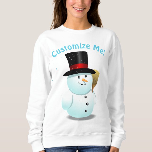 Niedlicher Snowman mit Schwarzes geglaubtem Sweatshirt (Vorderseite)