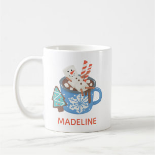 Niedlicher Snowman Personalisierter Name Cocoa Kaffeetasse