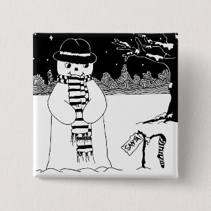 Niedlicher Snowman Schwarzweiss-Weihnachtsknopf Button