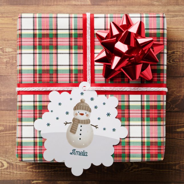 Niedlicher Snowman Snowflakes Name Weihnachten Ornament Karte (Insitu (Geschenk))