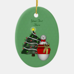 Niedlicher Snowman Tree Urlaub individuell anpassb Keramik Ornament