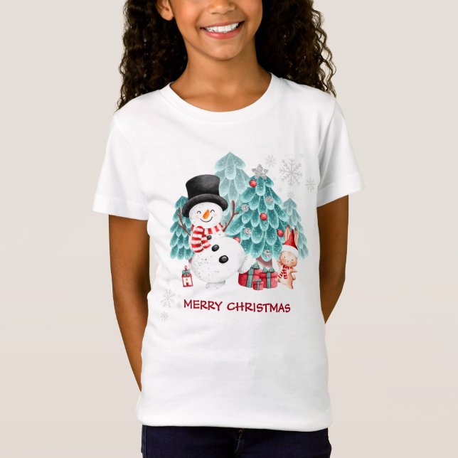 Niedlicher Snowman Weihnachtskids-T - Shirt (Vorderseite)