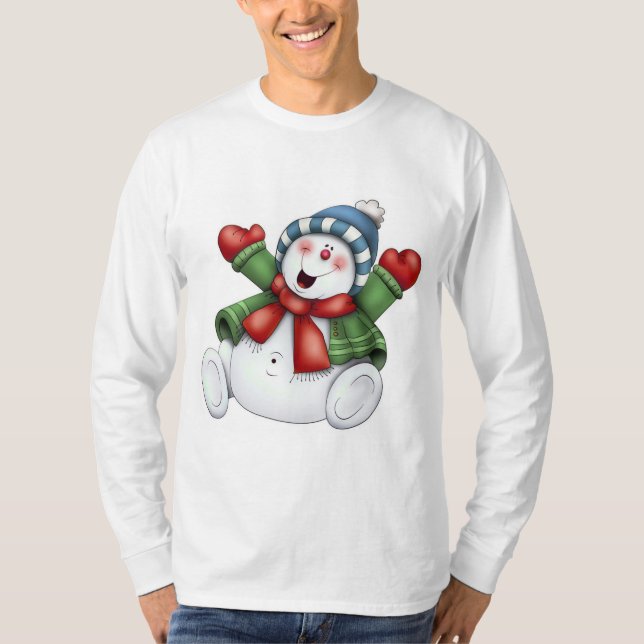niedlicher Snowmanwinterspaß T-Shirt (Vorderseite)