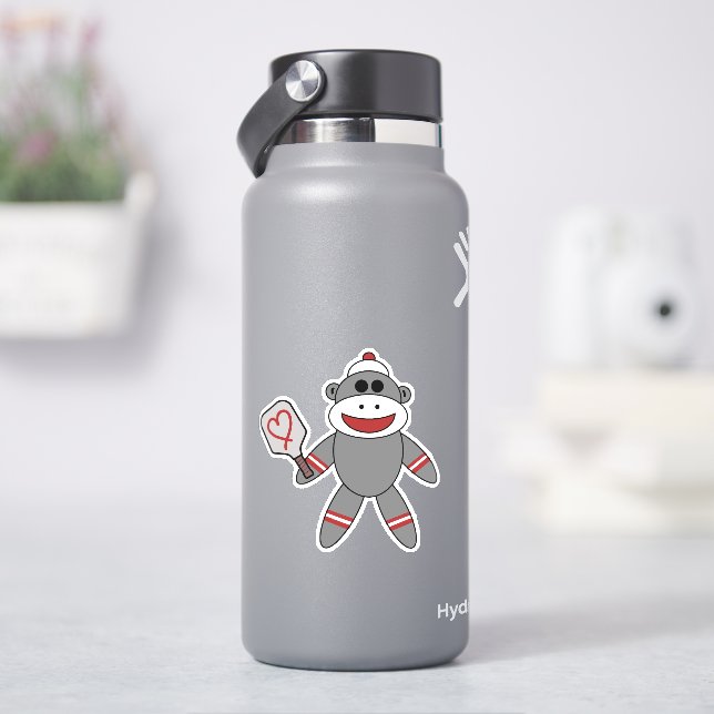 Niedlicher Socketaffe mit Pickleball-Paddel Aufkleber (HydroFlask)