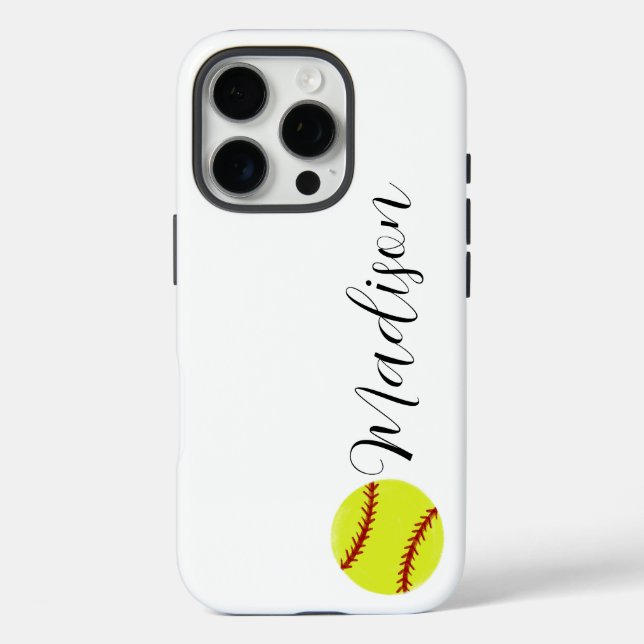 Niedlicher Softball-Personalisierter Name Case-Mate iPhone Hülle (Rückseite)