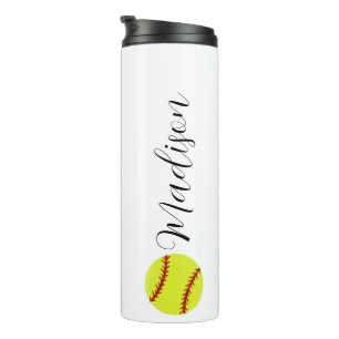 Niedlicher Softball-Personalisierter Name Thermosbecher
