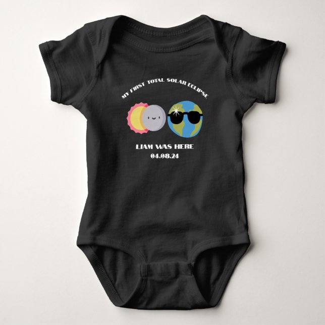Niedlicher Solar-Eclipse-Individuelle Name und Dat Baby Strampler (Vorderseite)