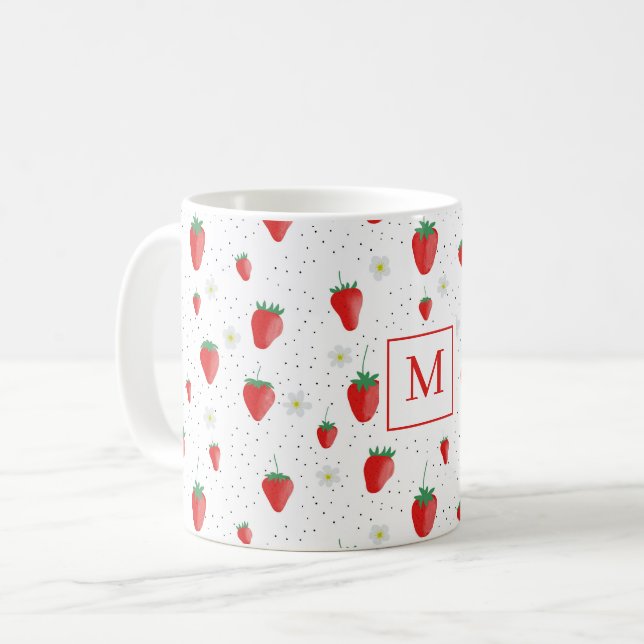Niedlicher Sommer Erdbeeren & Blüten Koch Koch Kaffeetasse (Vorderseite Links)