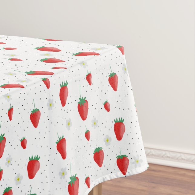 Niedlicher Sommer Erdbeeren und Blüten Tischdecke (Beispiel)