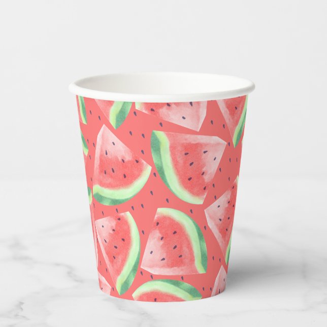 Niedlicher Sommer Kawaii Watercolor Pappbecher (Vorderseite)