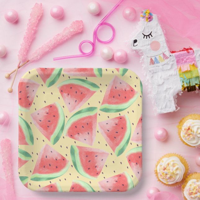 Niedlicher Sommer Kawaii Watercolor Pappteller (Party)