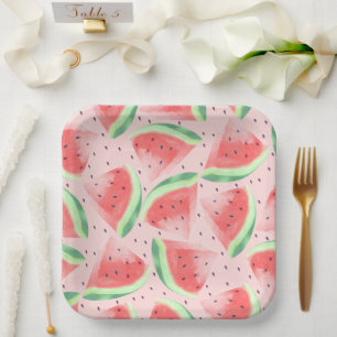Niedlicher Sommer Kawaii Watercolor Pappteller