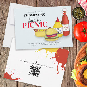 Niedlicher Sommer Picnic GRILLEN Spaß QR Code Soci Einladung