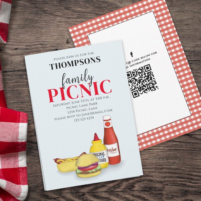 Niedlicher Sommer Picnic Trendy QR Code Social Med Einladung (Von Creator hochgeladen)