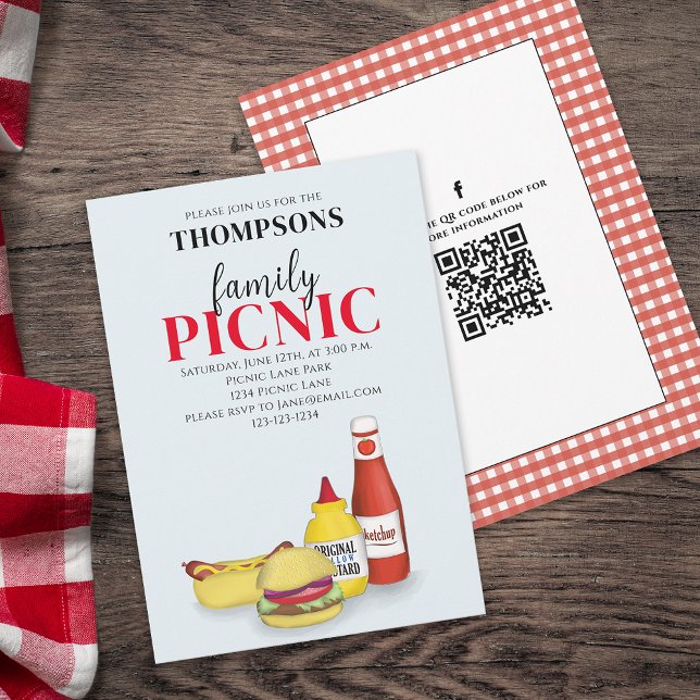 Niedlicher Sommer Picnic Trendy QR Code Social Med Einladung (Von Creator hochgeladen)