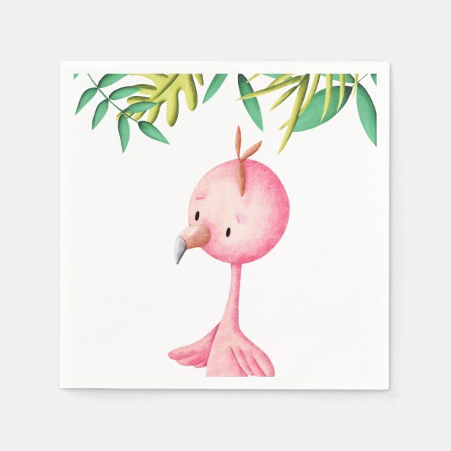 Niedlicher Sommer Pink Flamingo Tropical Baby Dusc Serviette (Vorderseite)