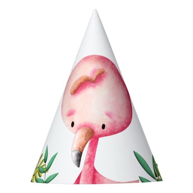 Niedlicher Sommer Rosa Flamingo Tropical Partyhütchen (Vorderseite)