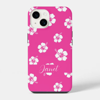 Niedlicher Sommer Tropischer Hibiskus Blume Rosa iPhone 14 Hülle
