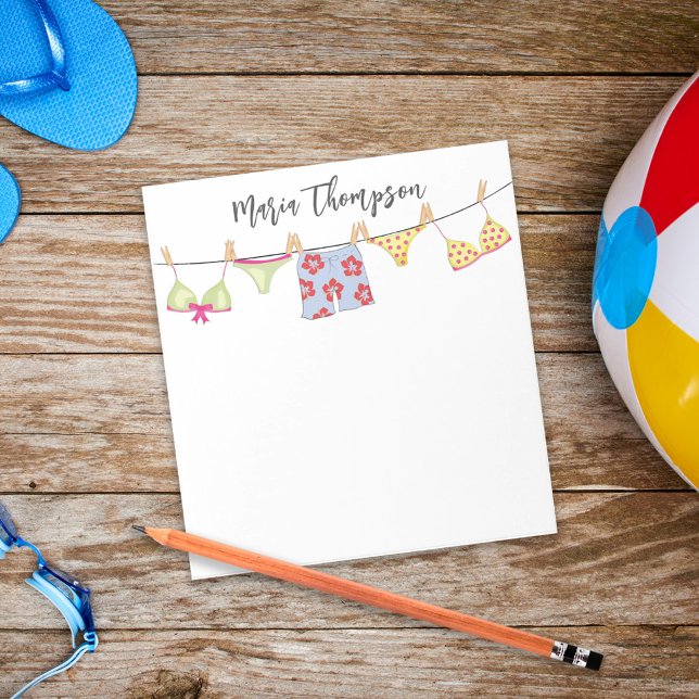 Niedlicher Sommer Whimsical Swimsuits Funny Notizblock (Von Creator hochgeladen)