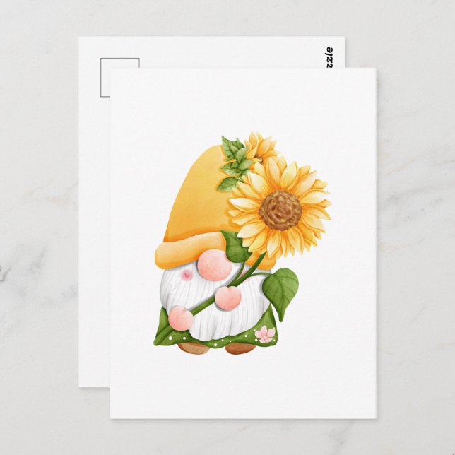Niedlicher Sommergarten mit Sonnenblumen Postkarte (Vorne/Hinten)