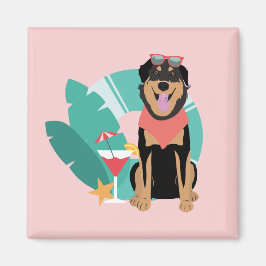 Niedlicher Sommerhund mit Sonnenbrille Magnet