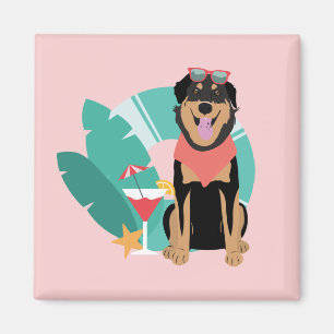 Niedlicher Sommerhund mit Sonnenbrille Magnet