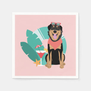 Niedlicher Sommerhund mit Sonnenbrille Serviette