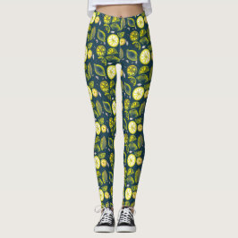 Niedlicher Sommerlemon Citrus Doodle Yellow Blue Leggings