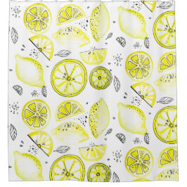 Niedlicher Sommerlemon Citrus Doodle Yellow Duschvorhang