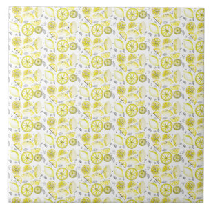 Niedlicher Sommerlemon Citrus Doodle Yellow Fliese
