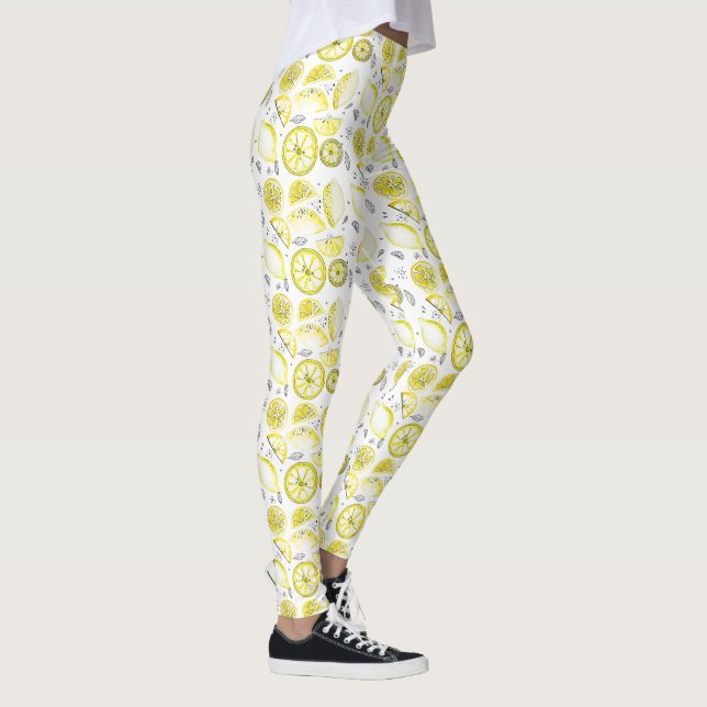 Niedlicher Sommerlemon Citrus Doodle Yellow Leggings (Rechts)