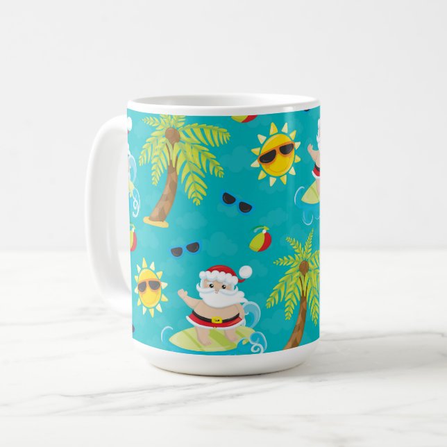 NIEDLICHER SOMMERÜBERSCHREITENDER CHRISTMAS SANTA  KAFFEETASSE (Vorderseite Links)