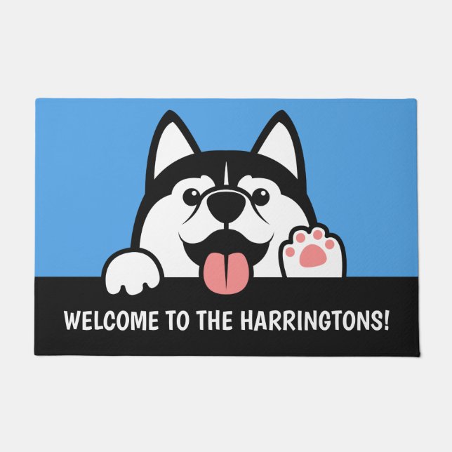 Niedlicher Sondertext von Sibirien Husky Fußmatte (Vorderseite)