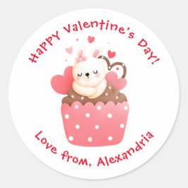 Niedlicher Sonnenschein in Cupcake Custom Kids Val Runder Aufkleber