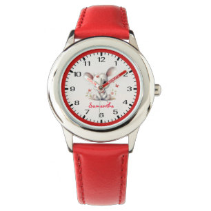 Niedlicher Sonnenschein je! Rote Schmetterlinge un Armbanduhr