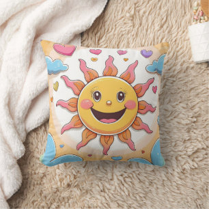 Niedlicher Sonnenschein und Regenbogen Kindermuste Kissen