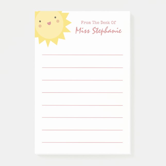 Niedlicher Sonnenschein vom Schreibtisch des Lehre Post-it Klebezettel (Vorderseite)