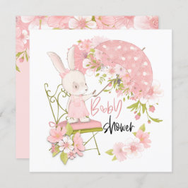 Niedlicher Sonnenschirm Florals Girl Babydusche Einladung