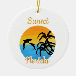 Niedlicher Sonnenuntergang in Florida Keramik Ornament