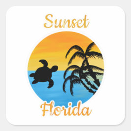 Niedlicher Sonnenuntergang in Florida Quadratischer Aufkleber