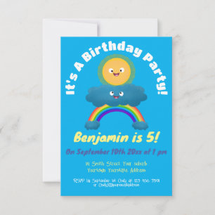 Niedlicher Sonnenwolke-Cartoon Einladung