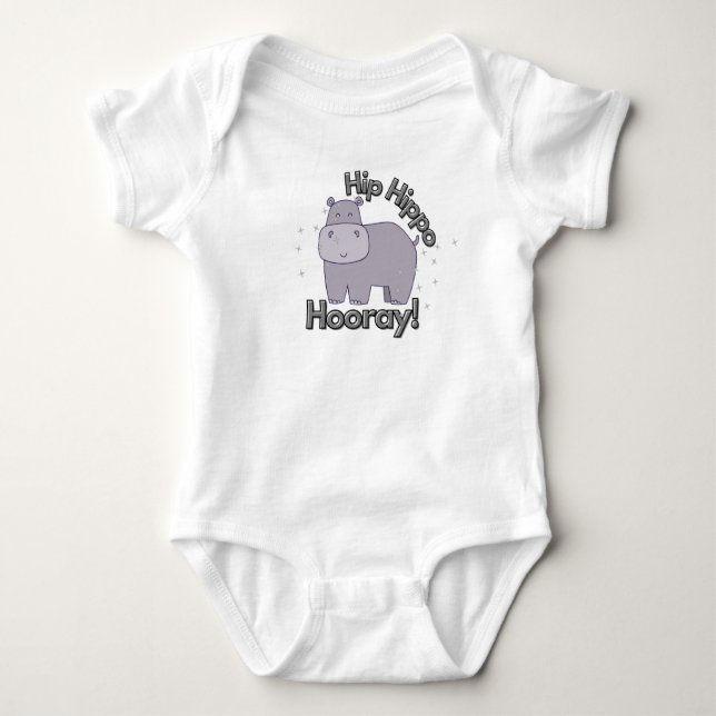 Niedlicher, sonniger "Angesagter Hippo Hooray" Hip Baby Strampler (Vorderseite)