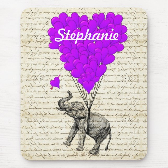 Niedlicher, sonniger Elefant und Herzblasen Mousepad (Vorne)